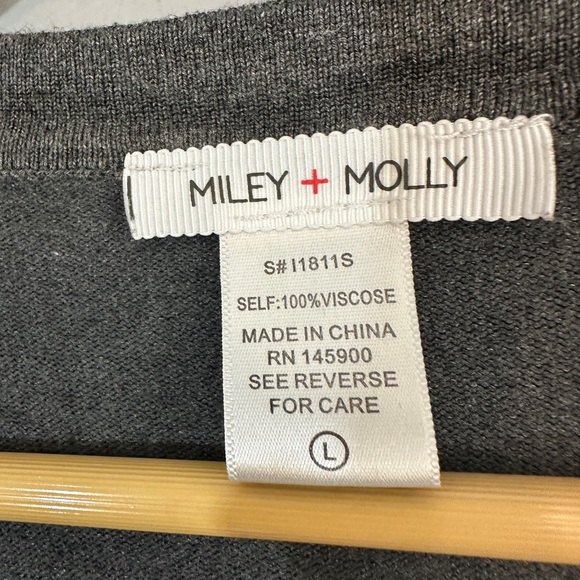 Miley & Molly Long Gray Cardigan Women's Large Sweater Pockets Button Up - Picture 3 of 4
